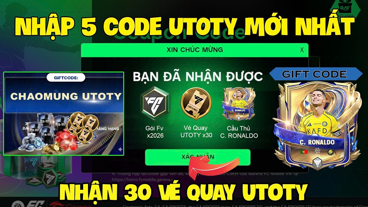 Tổng Hợp 5 Code Fc Mobile VN Mới Nhất Sự Kiện Ra Mắt UTOTY Nhận Quà Tết FV, Gem Và Vé Quay Miễn Phí