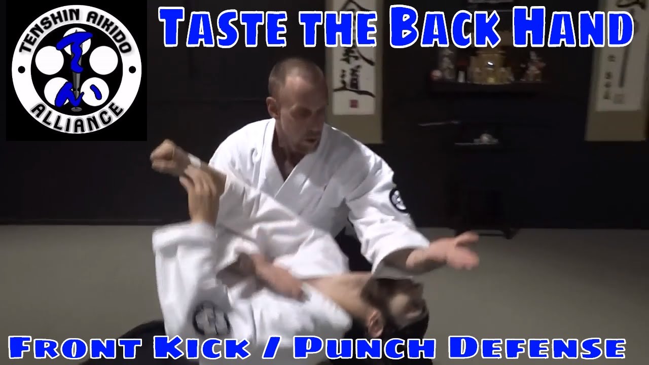 Kick /punch defense using aikido