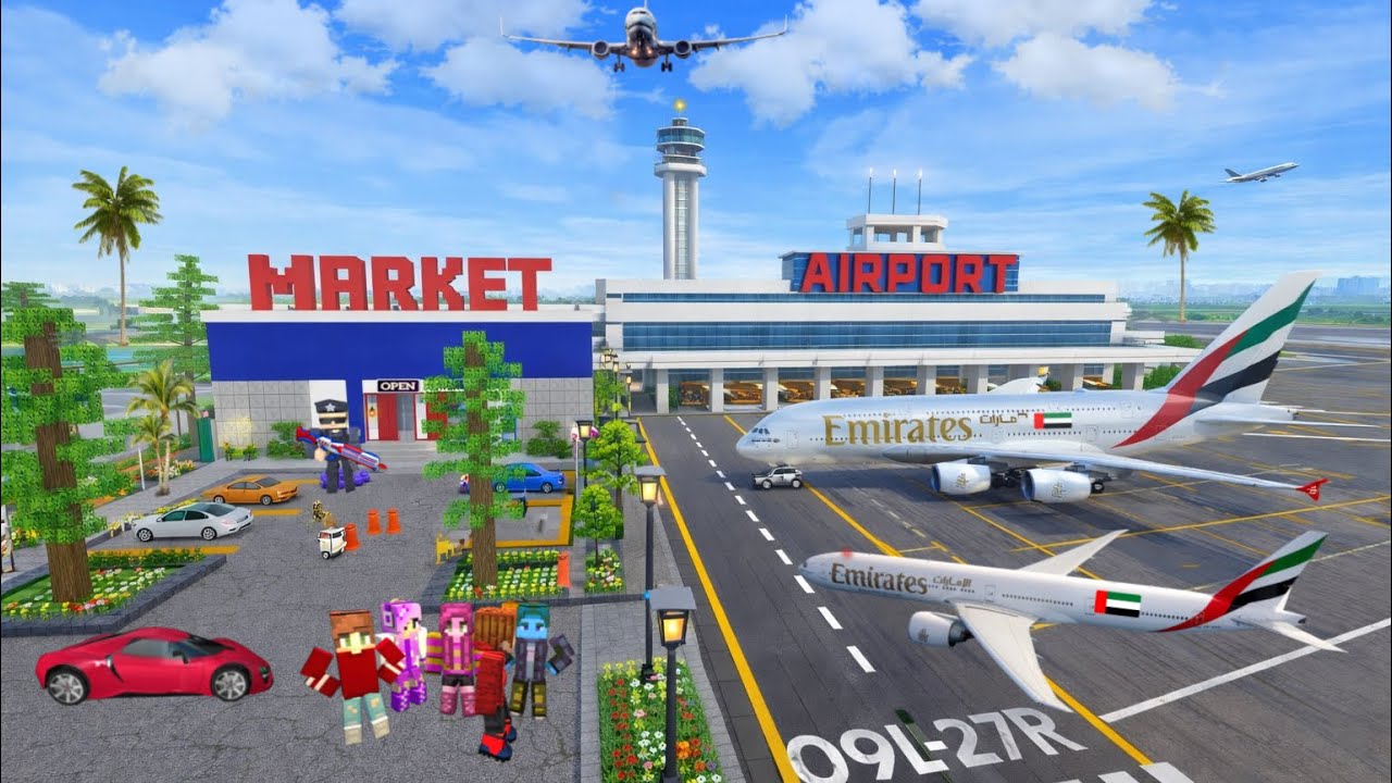 School Party Craft – INSANE First EMIRATES Airline Plane Takeoff from City Airport Near Market!🚨🔥