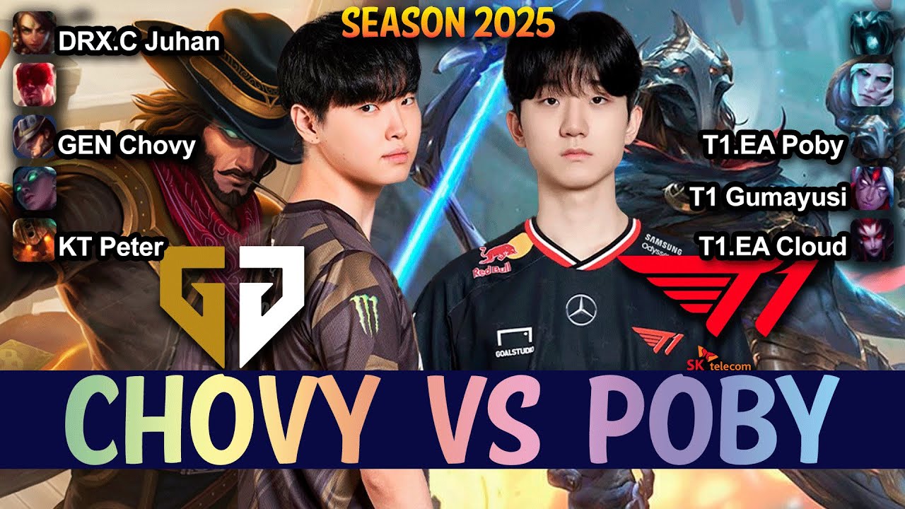 GEN Chovy vs T1.EA Poby - Chovy TWISTED FATE vs Poby VIKTOR Mid - Patch 25.11 KR Ranked | lolrec