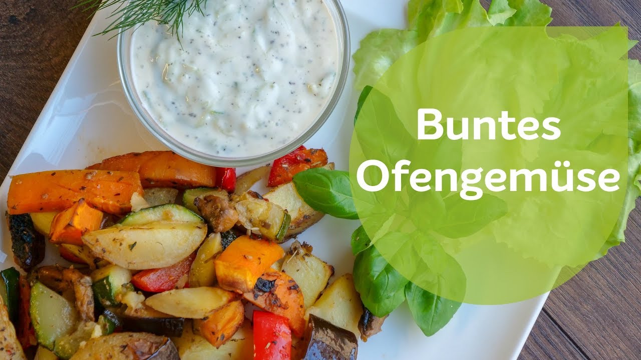 Buntes Ofengemüse mit Sojajoghurt Dip
