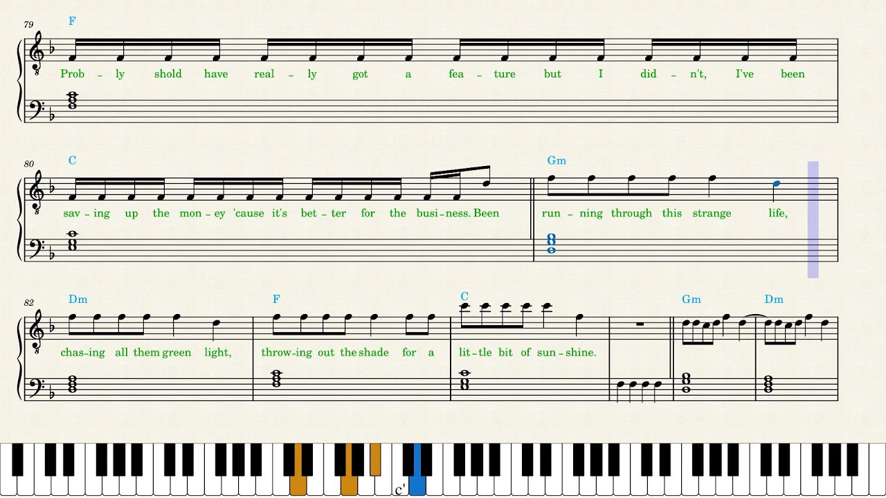 OneRepublic &mdash; Sunshine (Piano Sheet Music)