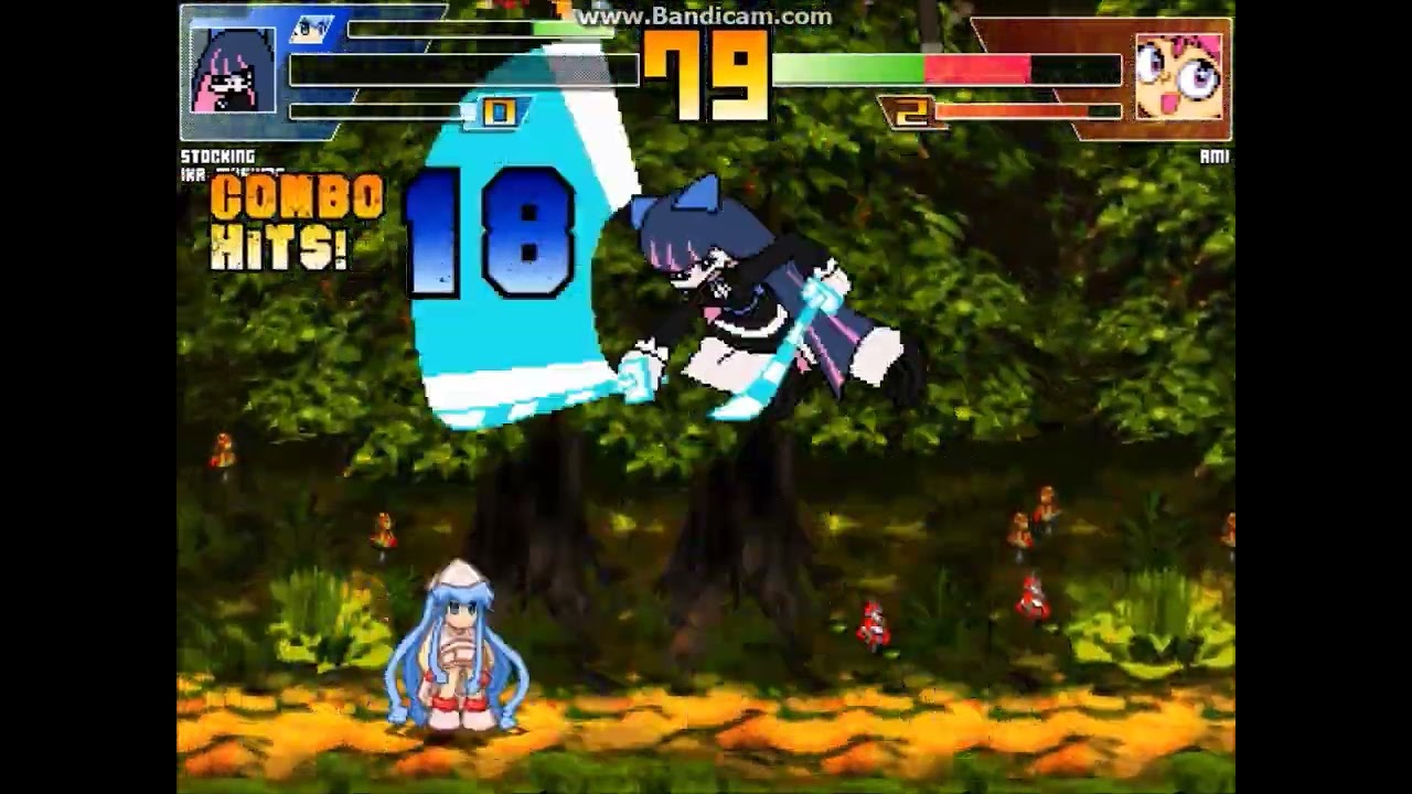 MUGEN battle #6501: Stocking, Ika Musume & Konata vs Ami Onuki