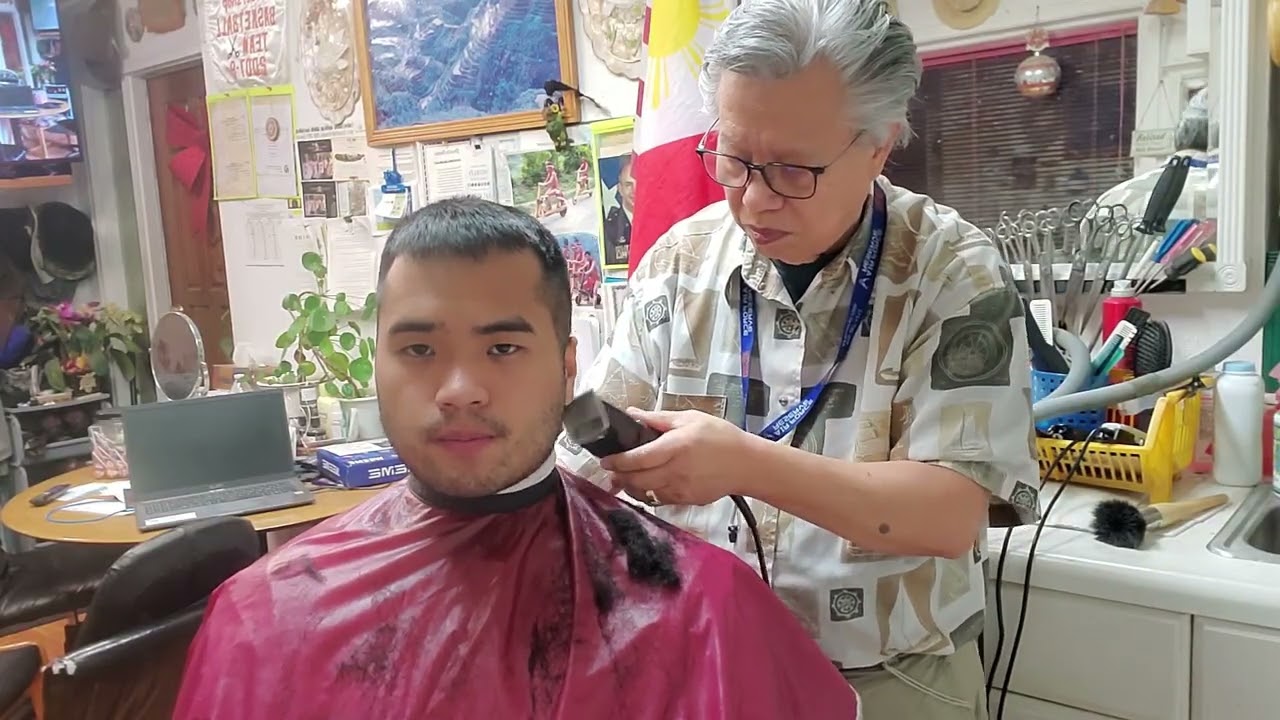 Medium short, high tapered haircut