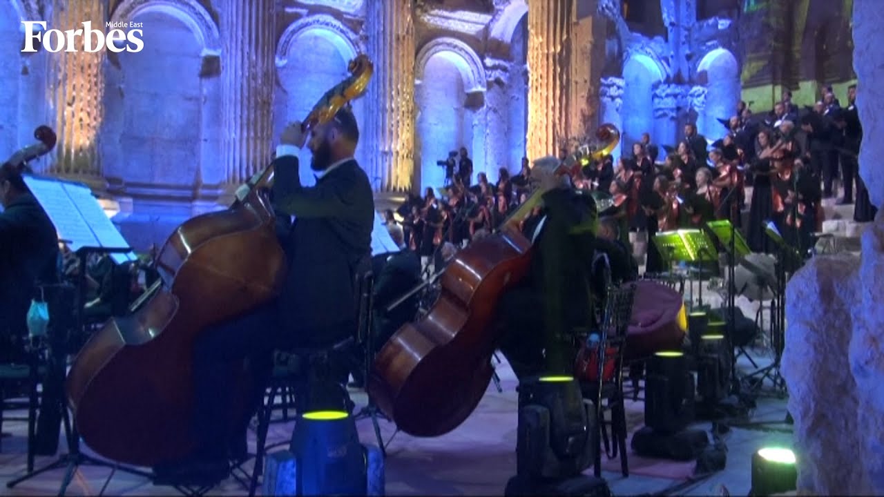 A Lebanese Philharmonic Orchestra performes in Roman ruins