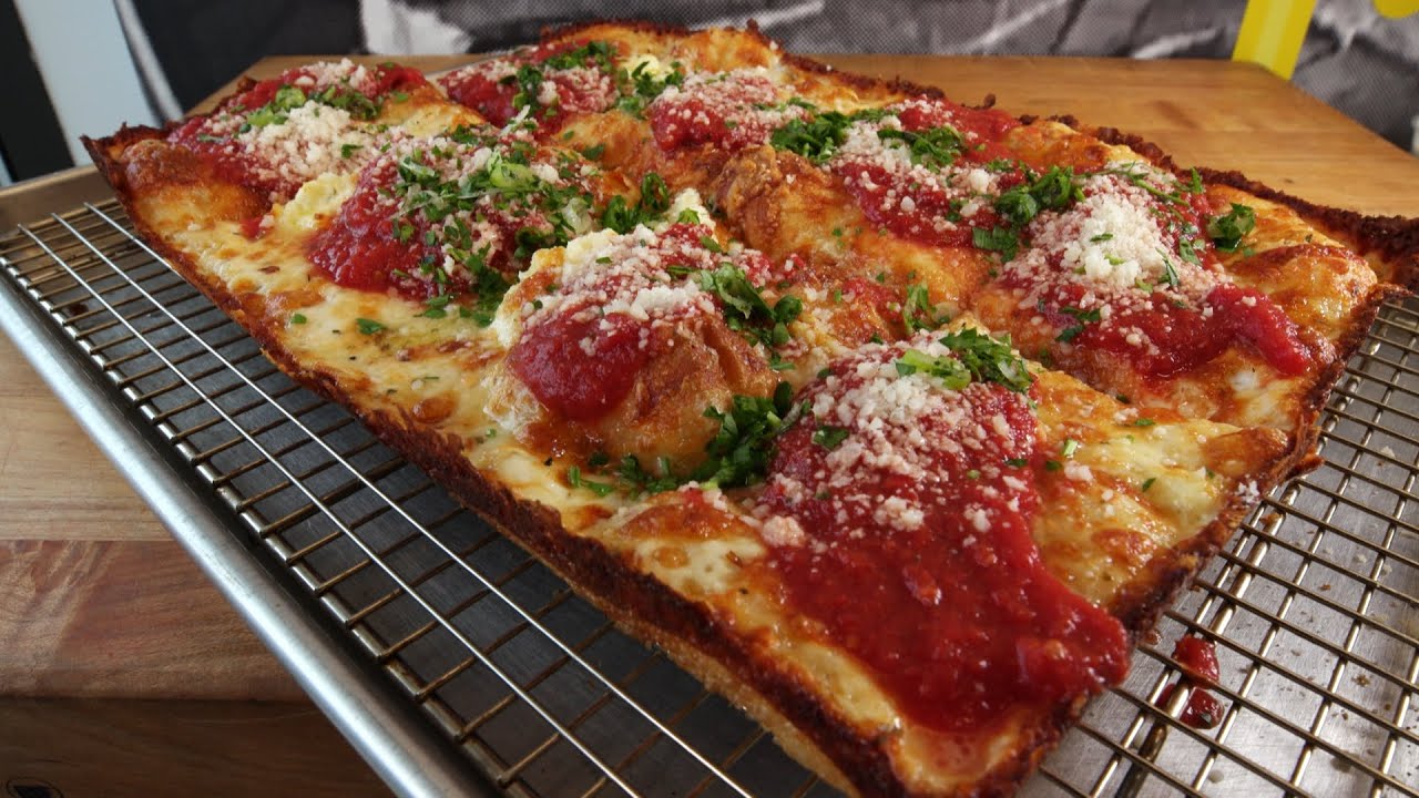 Detroit Style Pizza at Square MFG Co. in Natick