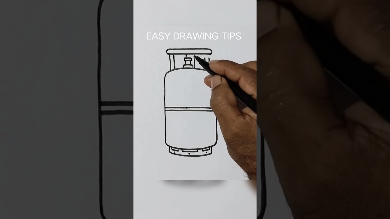 How to draw a gas cylinder easy step by step / gas cylinder drawing easy with 'G' #mohantanur