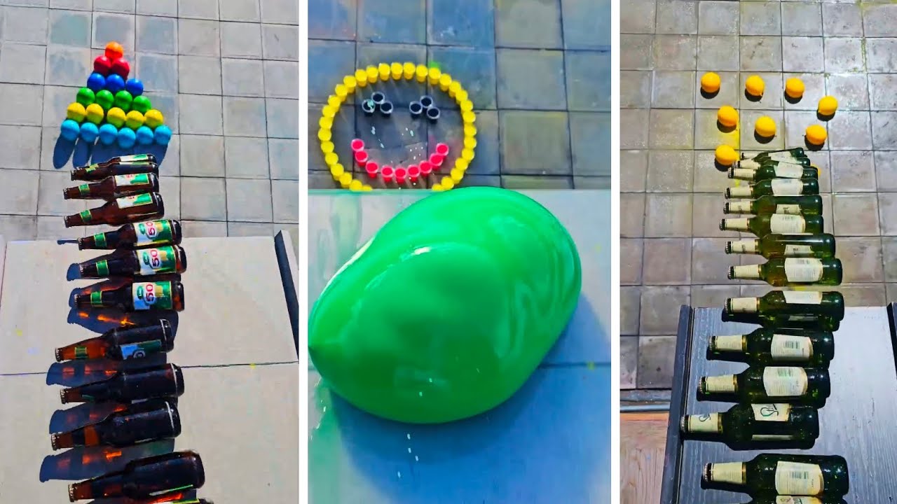 💥🍾Breaking Glass Bottle and Balloon Drops -610 | ⚠️Crushing crunchy and soft things 