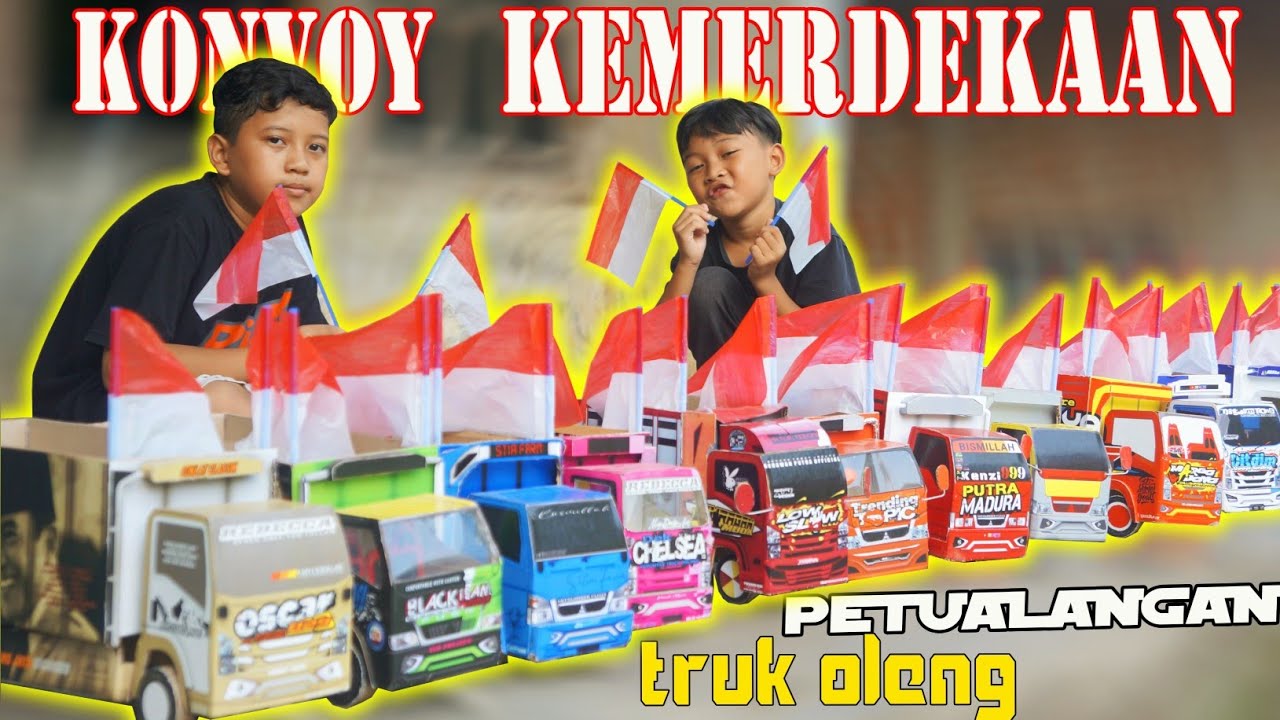 menghias truk oleng dengan bendera dan berpetualangan