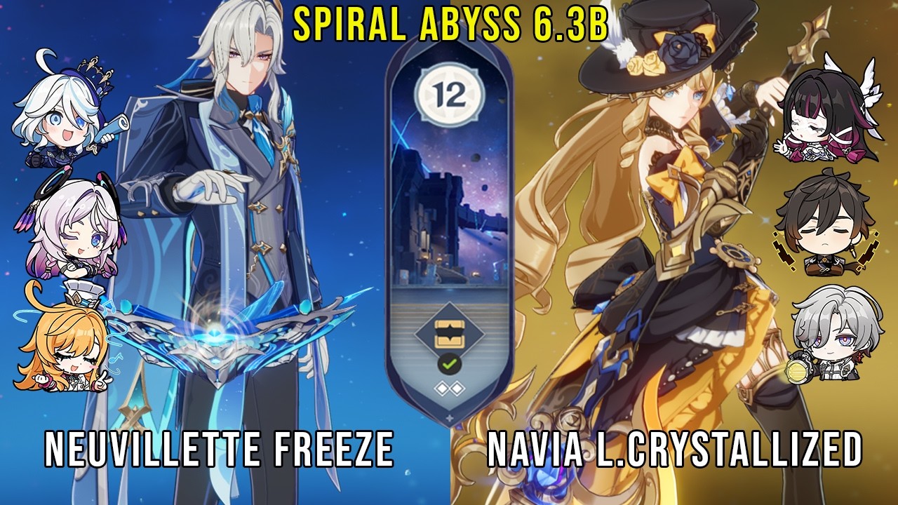 C0 Neuvillette Freeze and C0 Navia Lunar Crystallized | Genshin Impact Abyss 6.3b Floor 12 9 Stars