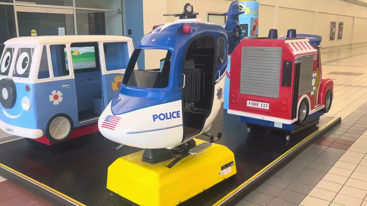 RG Mitchell 1995 sky hawk police helicopter kiddie ride at liberty tree mall (Now gone)