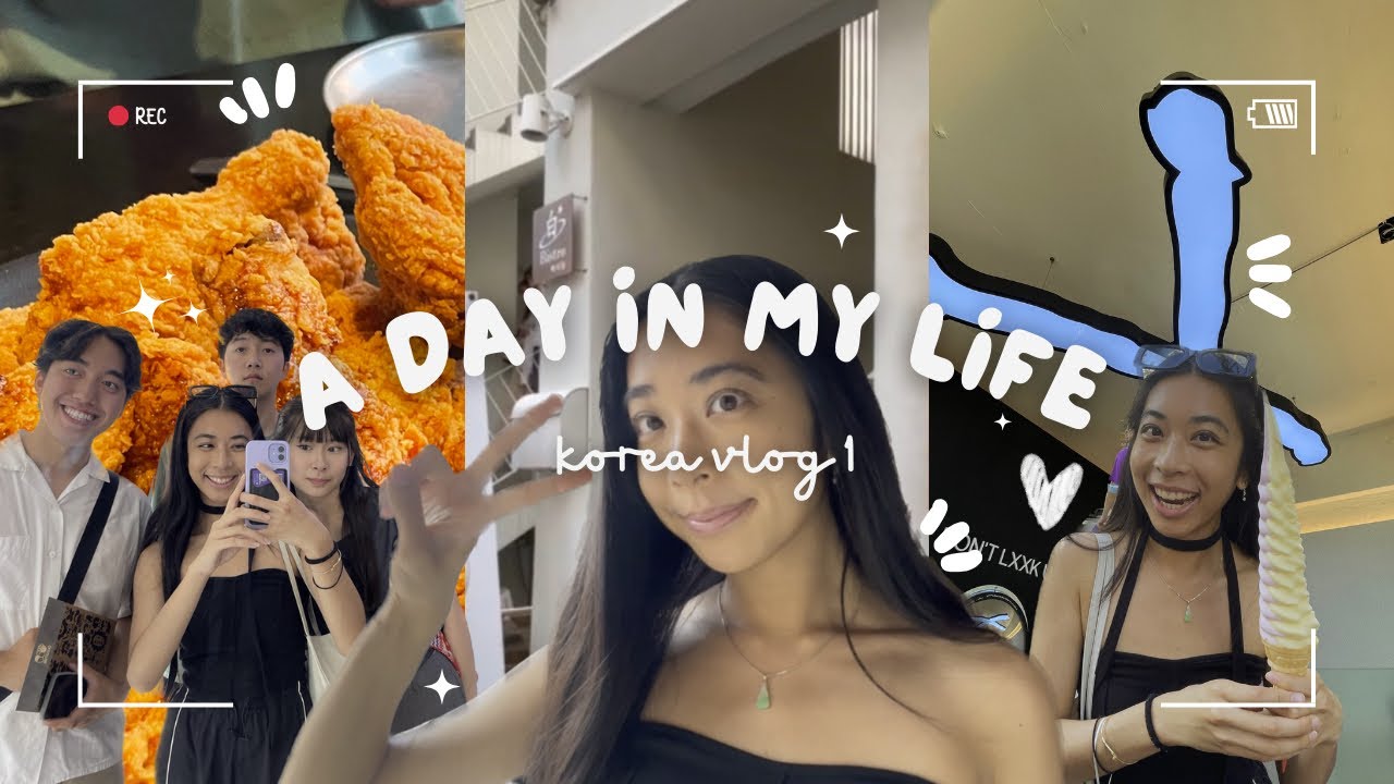 [korea vlog 1] day in my life | tteokbokki, get ready with me, hongdae, cafe, bbq chicken ♡