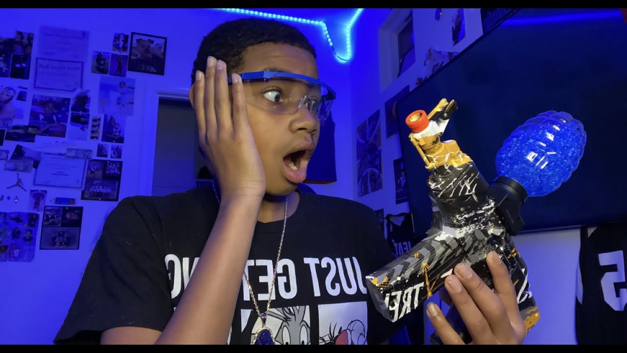 ANSTOY AEG AKM-47 GEL BALL BLASTER GUN (UNBOXING AND SHOOTING)