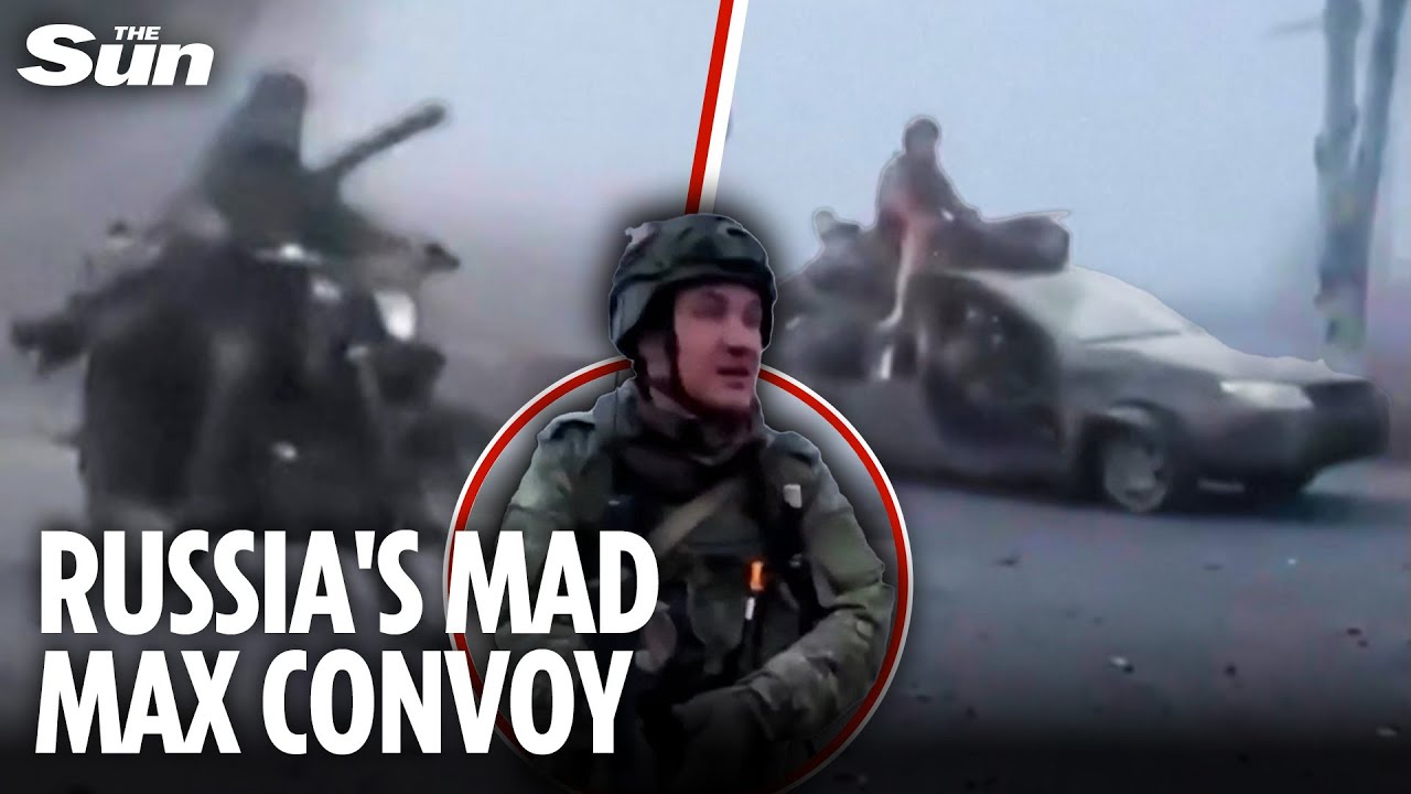 Putin's BIZARRE 'Mad Max' convoy ride rusty vehicles with makeshift weapon attachments