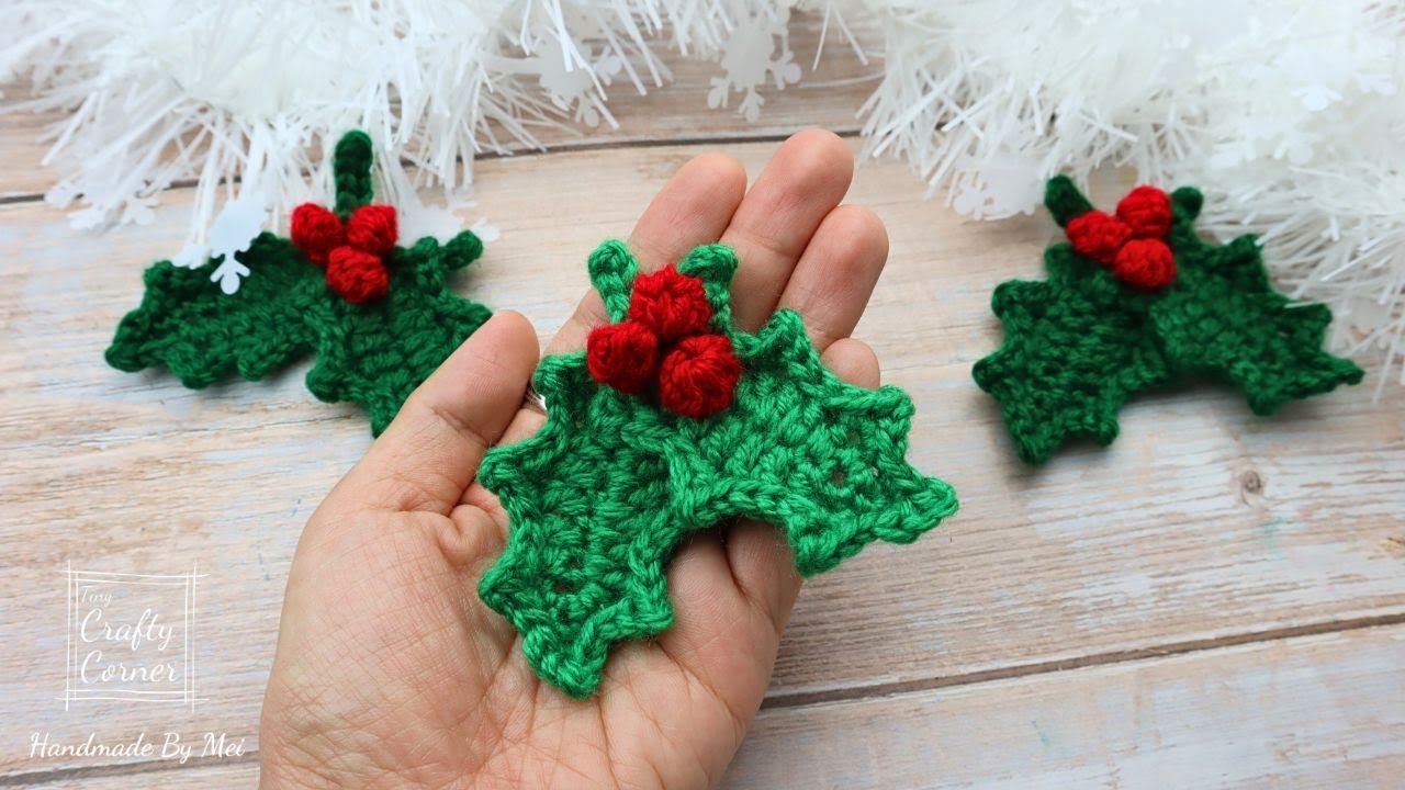 Easy Crochet Christmas Holly Leaf Tutorial For Beginners