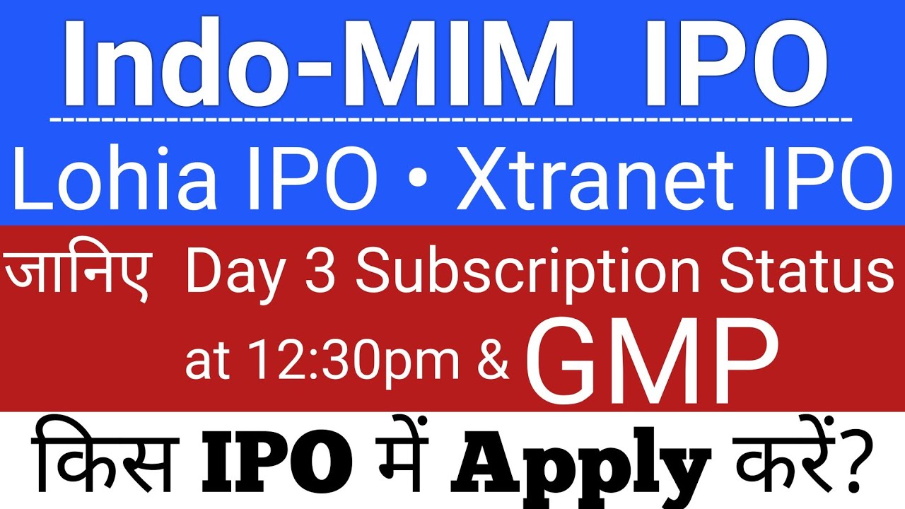 Indo-MIM IPO | Xtranet Technologies IPO GMP | Lohia Corp IPO GMP | Upcoming IPO | Stock Market Tak