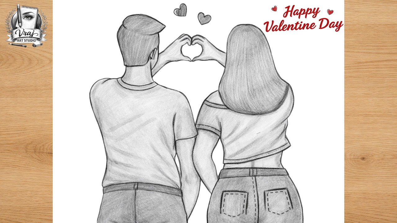 Cute Couple Drawing ❤️ Relationship Goals | Happy Valentine’s Day Art Tutorial | Romantic Drawing