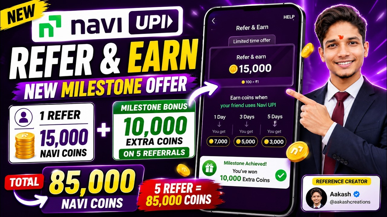 Navi UPI New Milestone Offer 2026 🔥 || 5 Refer = 85,000 Coins? Real Ya Fake? || Complete Truth