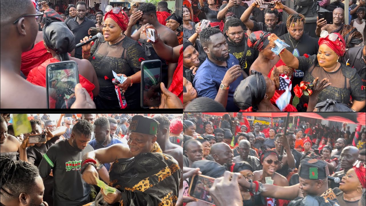 Mercy Asiedu and Husband Nana Agyemang Duah with the Mesduah band storms a funeral & blow cash😍🔥💵