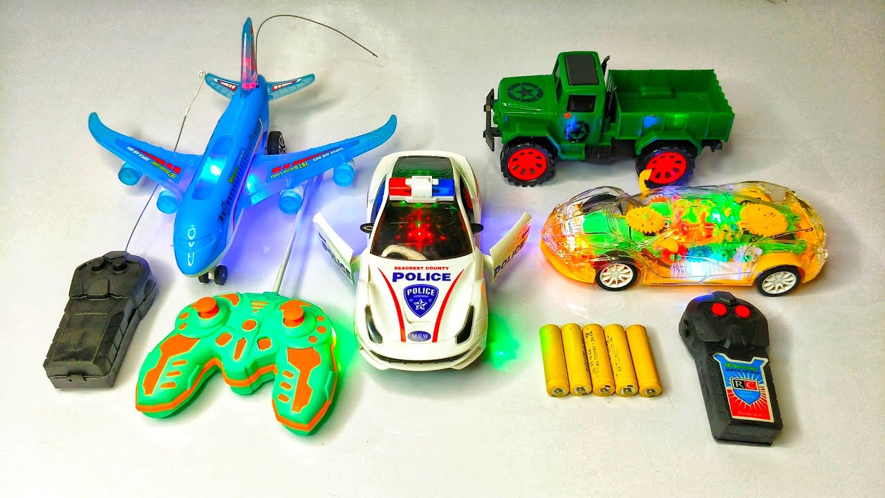 Unboxing: Transparent 3D Lighting RC Car, Police Car, RC Airbus Airplane, RC Truck 