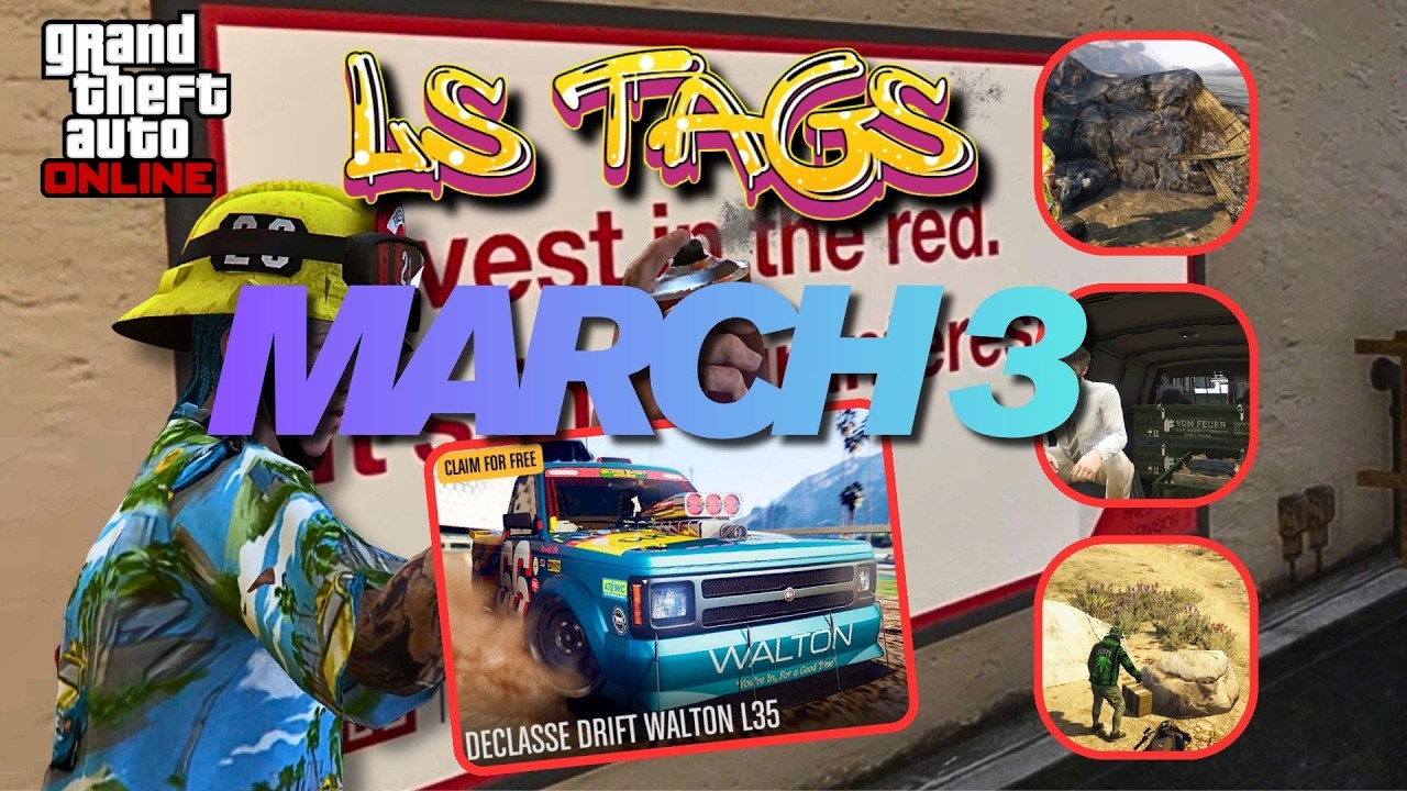 FREE DRIFT CAR THIS WEEK & LS TAGS, SHIPWRECK, GUN VAN Locations - MARCH 3| GTA ONLINE