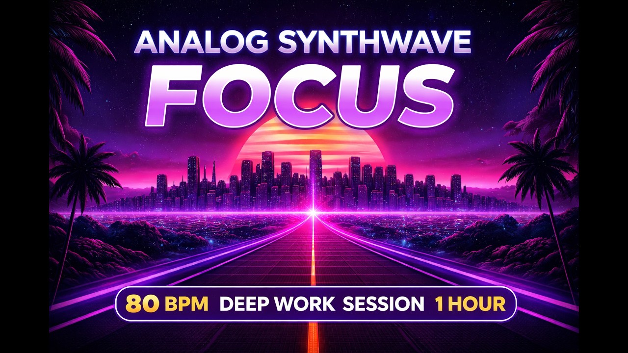 Analog Synthwave Focus – 80 BPM Deep Work Session | 1 Hour