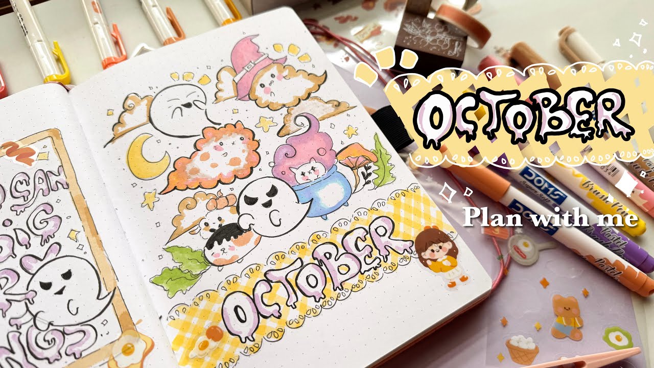 October Bullet Journal Setup 2025 | PLAN WITH ME | Pastel Aesthetic 👻