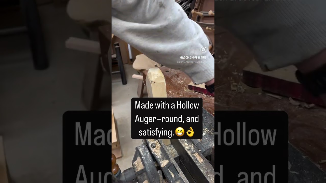 Perfect round tenon to use a Hollow Auger! #woodworking #handtools  #hollow auger #round tenon