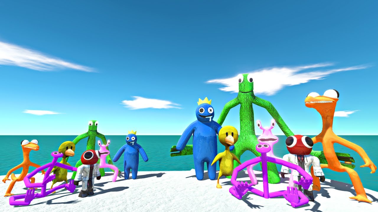 Rainbow Friends vs Big Rainbow Friends - Animal Revolt Battle Simulator