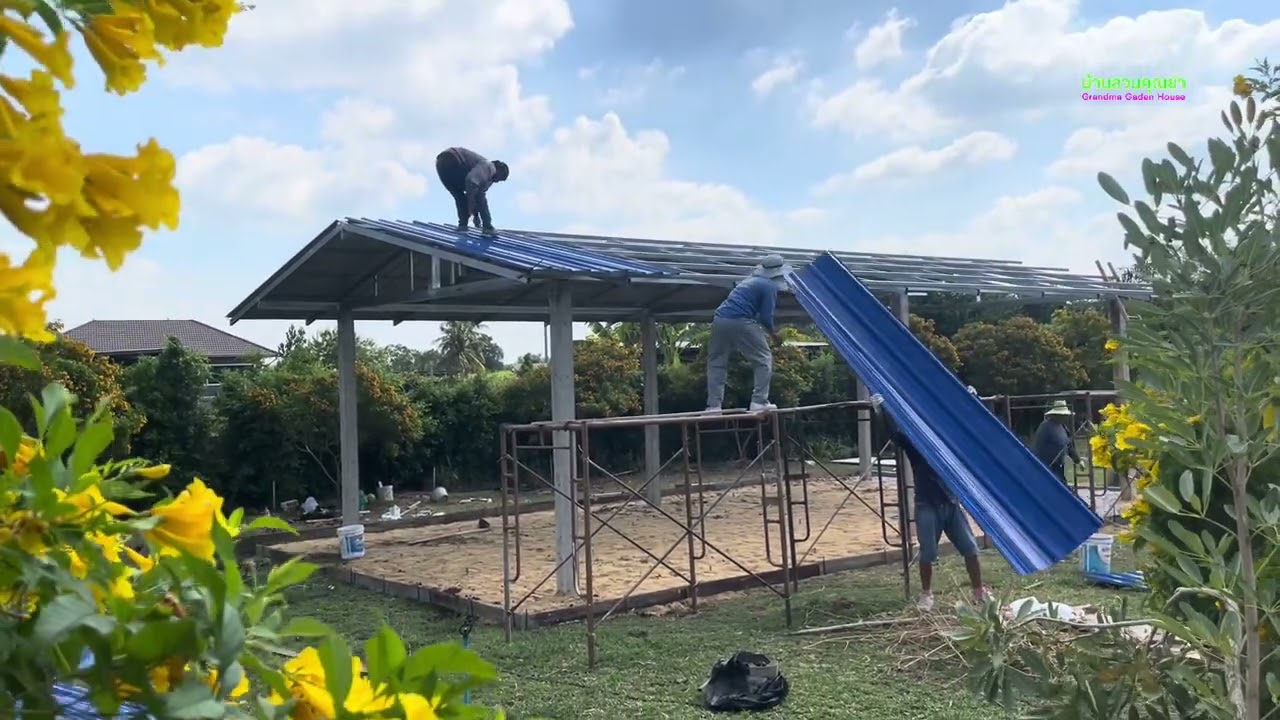 ทำาเพิงพักให้วัวไว้นอนและหลบแดดครับ บ้านสวนคุณย่าโรส Grandma Garden House EP.178