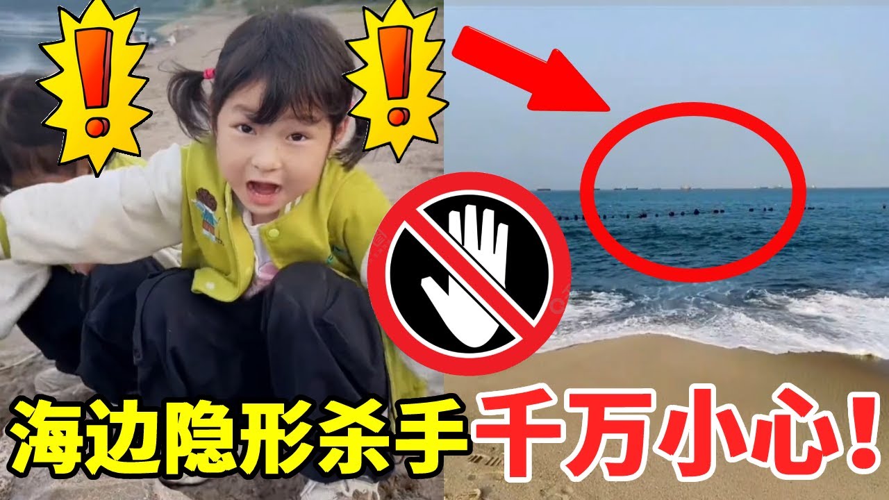 海边玩耍警惕这些隐形杀手！离岸流能直接把人带入深海？太恐怖了#萌娃#安全#正能量#安全知识【大钱小钱双胞胎姐妹】