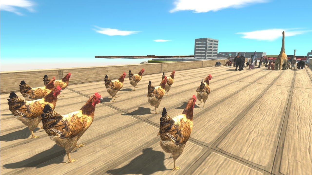 Units trying to escape from Chickens - Animal Revolt Battle Simulator