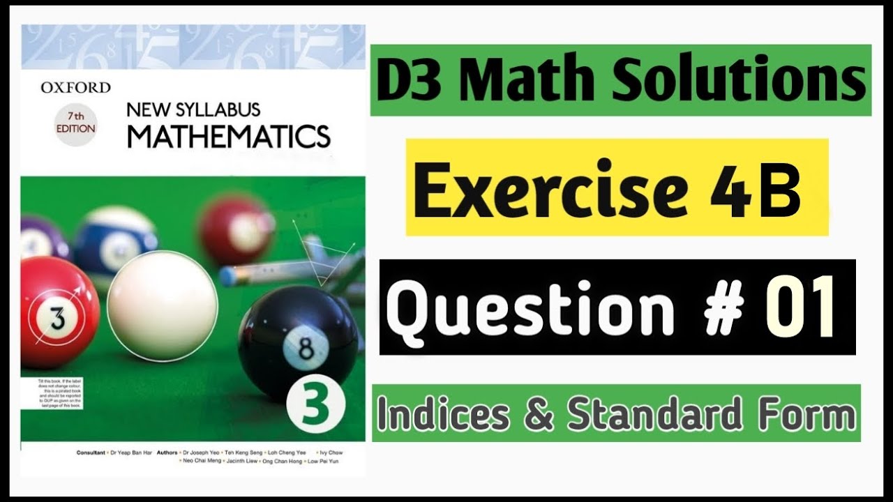 Exercise 4b Question no 1 D3 Oxford Maths New Syllabus | Chapter 4 Indices & Standard Form || Book 3