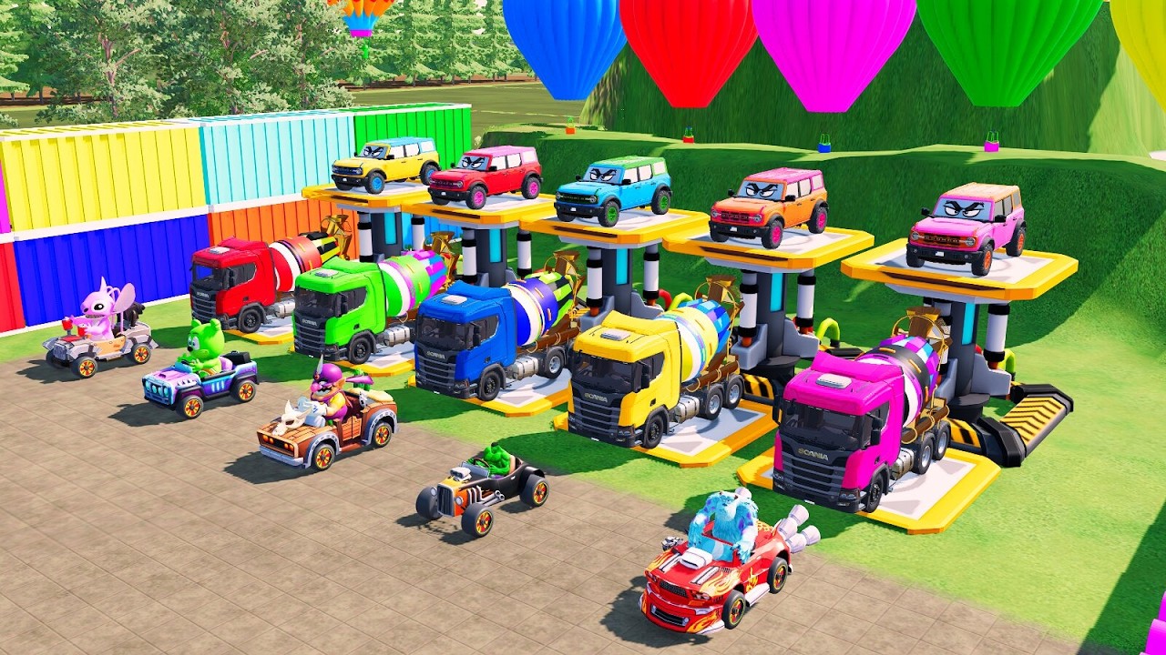 Garage with Colors - ALL MIXER TRUCK WITH DOUBLE FLATBED TRAILER TRUCK, MACK, IVECO, WESTERN STAR