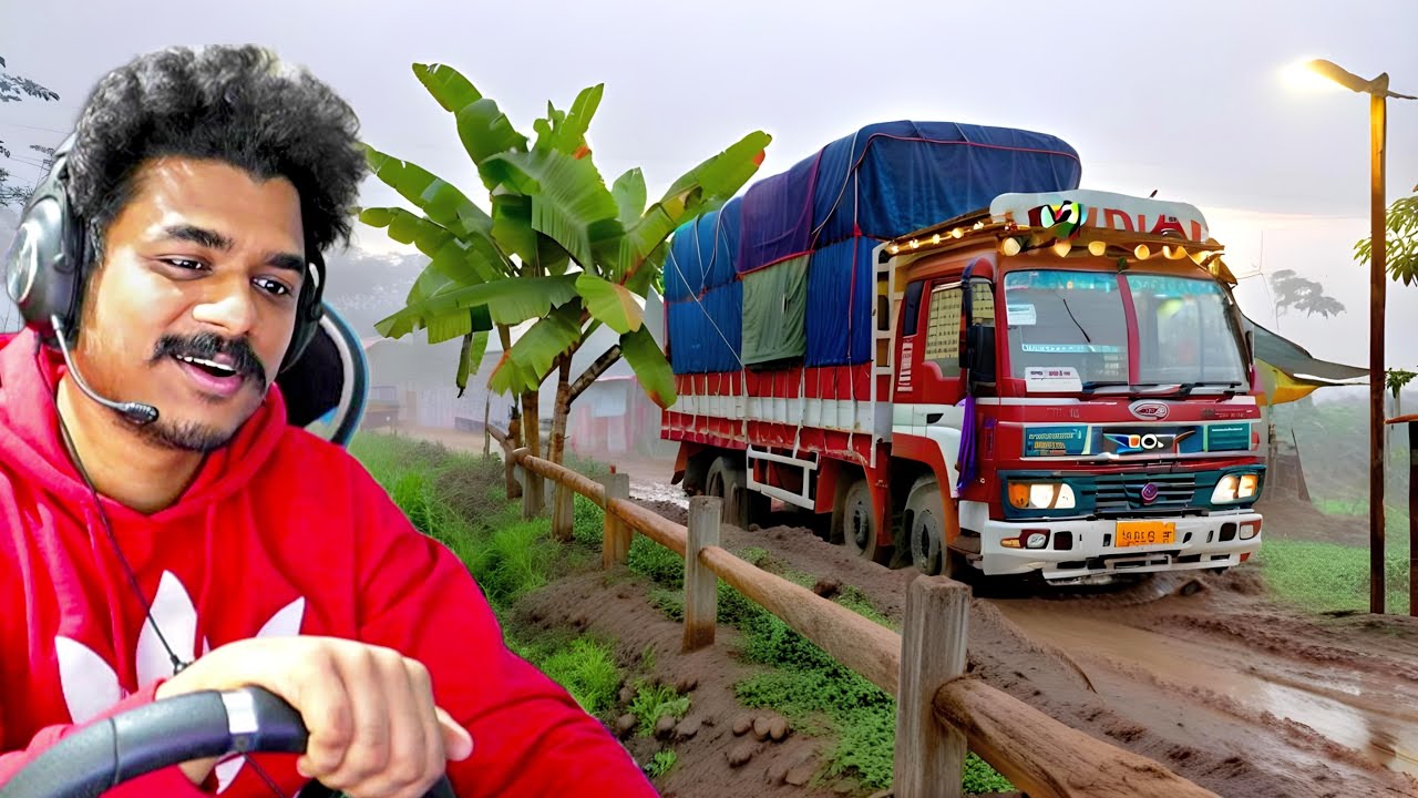 INDIAN LOAD LORRY IN VILLAGE RACE WITH KSRTC BUS 🔥 LOGITECH G29 | Maalbro Gaming