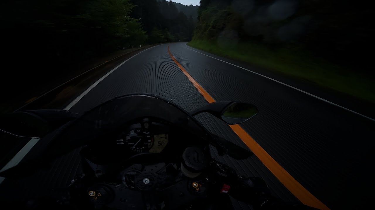 Riding a motorcycle through the forest in the rain | YAMAHA R6