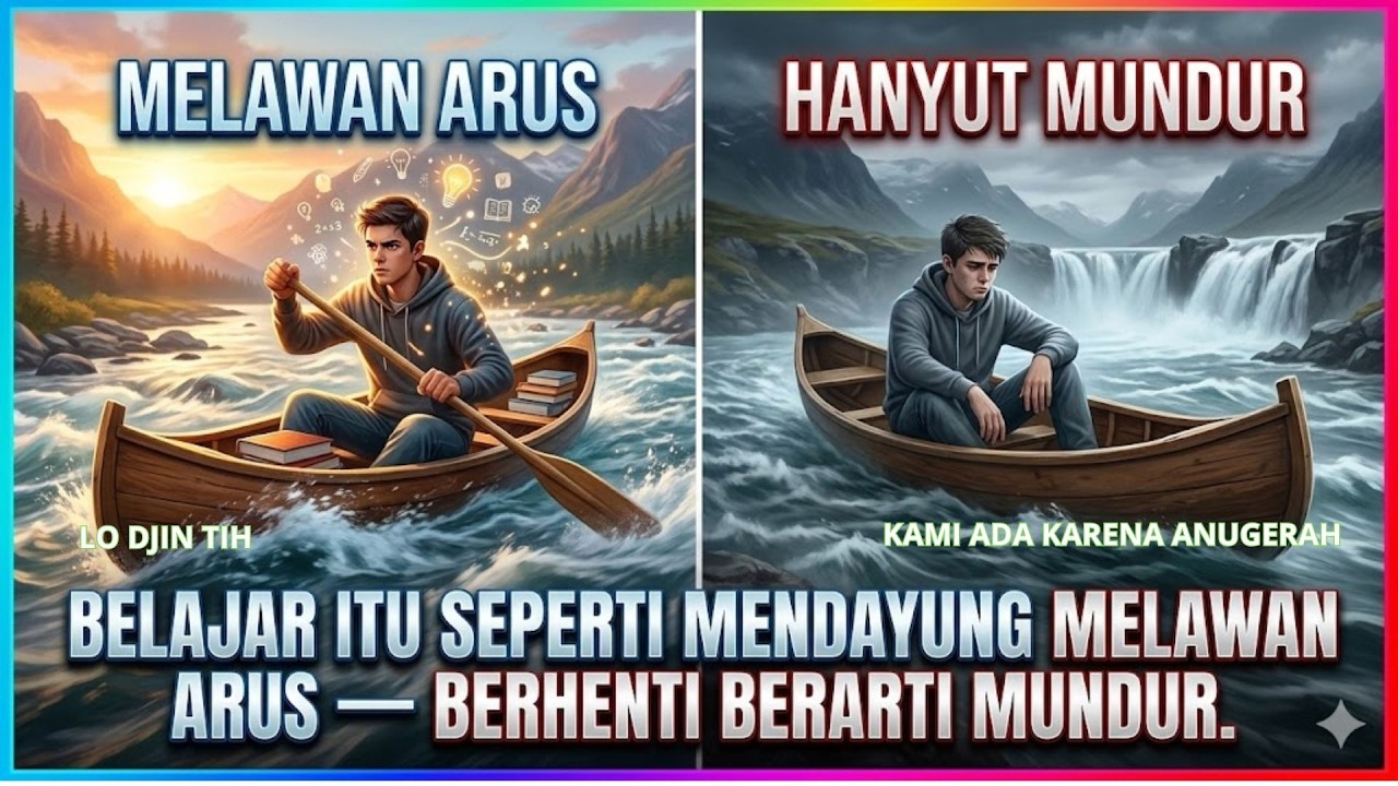 BELAJAR ITU SEPERTI MENDAYUNG MELAWAN ARUS — BERHENTI BERARTI MUNDUR.