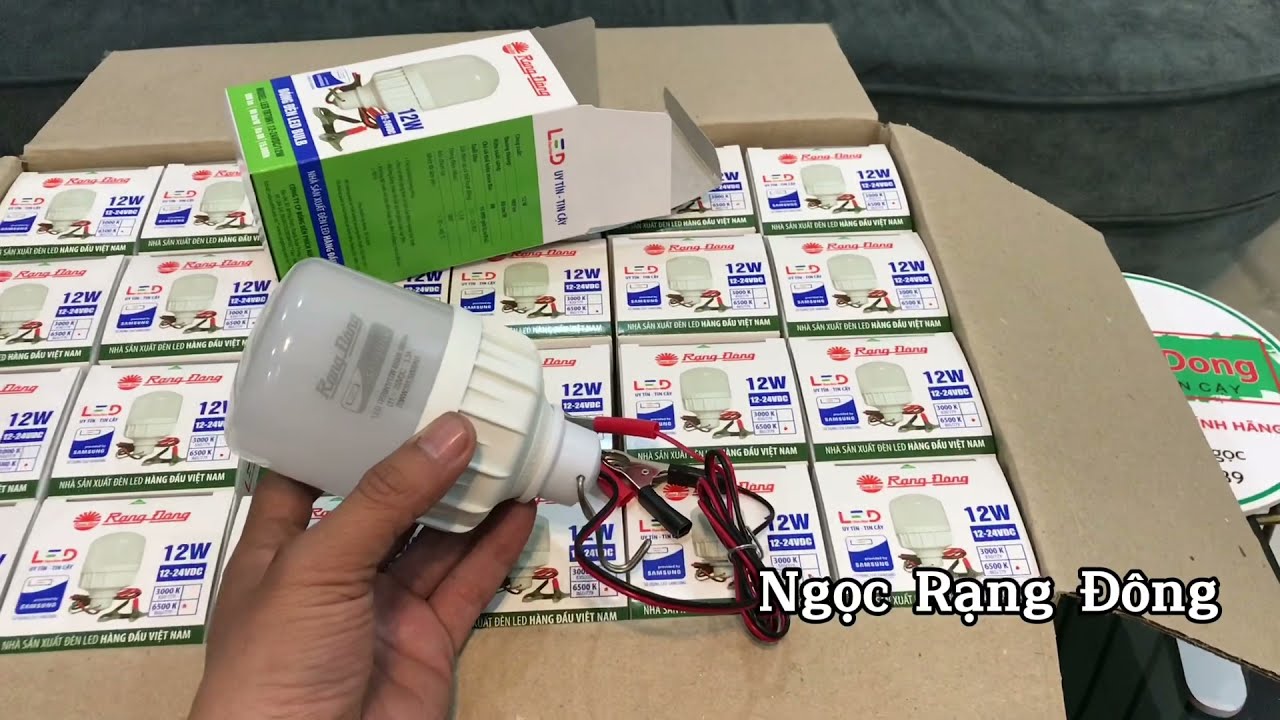 Bóng đèn led kẹp bình ắc quy 12v-24v Rạng Đông 12w chính hãng. Phòng cúp điện hoặc đi cắm trại