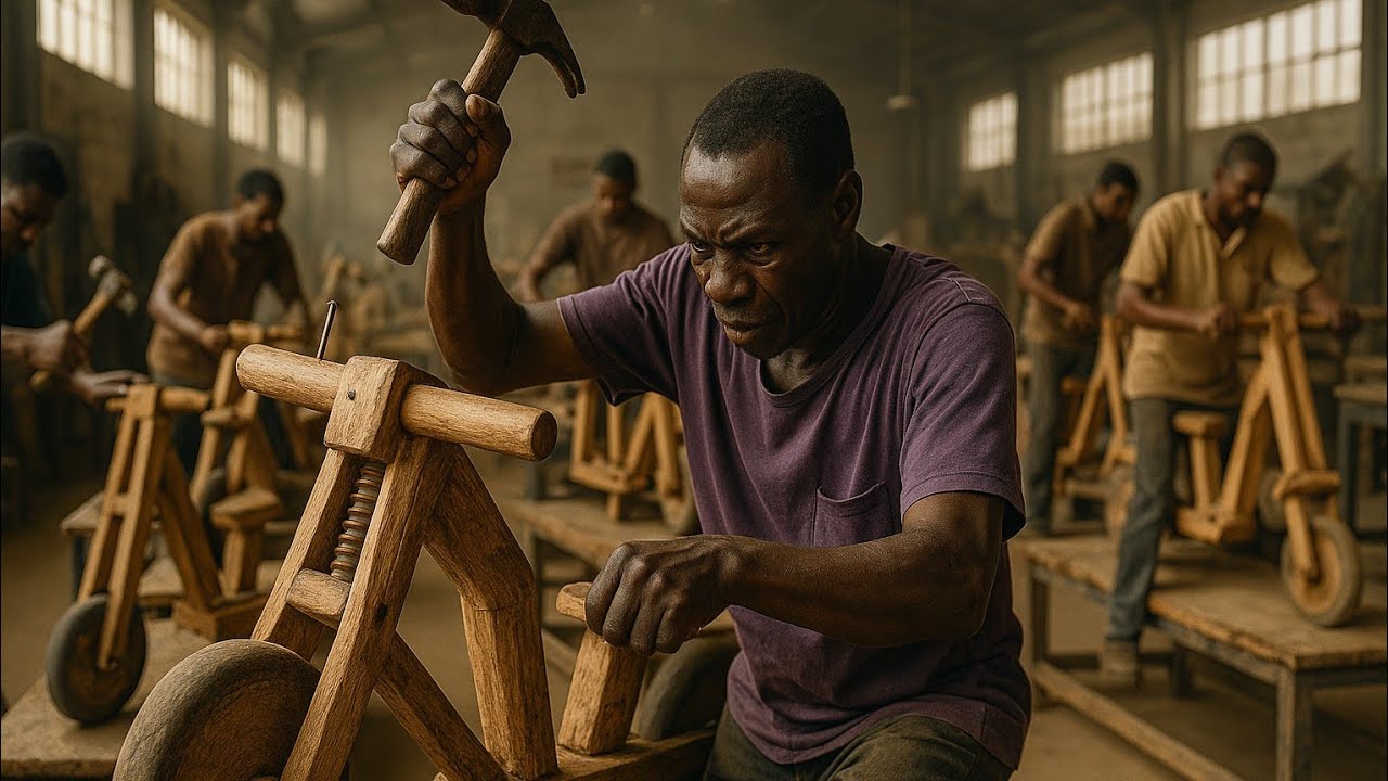 Behind the Scenes of Construction in Congo: How Wooden Scooters Are Made by Hand (Complete Process)
