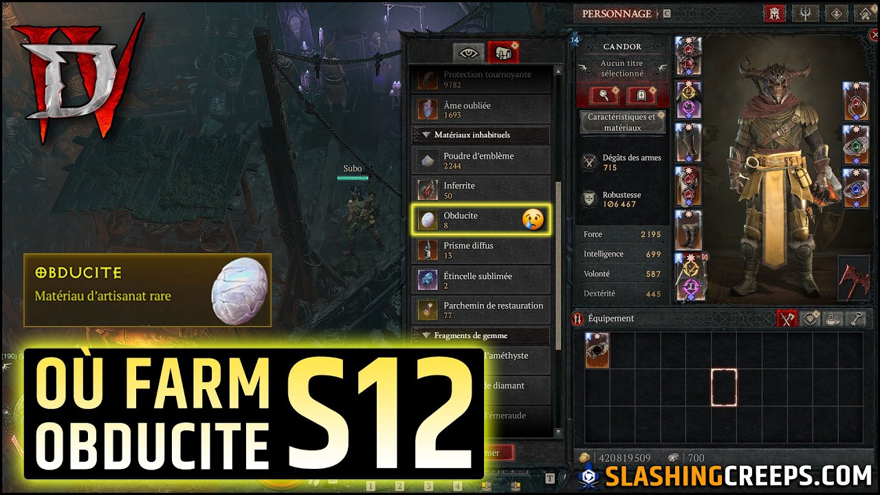 COMMENT FARM OBDUCITE DIABLO 4 SAISON 12, les meilleurs zones pour pouvoir perfectionner !