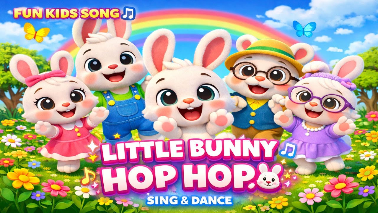 Little Bunny Hop | Fun Family Bunny Song for Kids | Nursery Rhyme 3D Animation