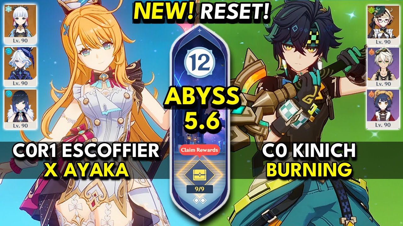 NEW Spiral Abyss 5.6 Floor 12 (9 Stars) C0R1 ESCOFFIER & C0 KINICH - Genshin Impact 5.6