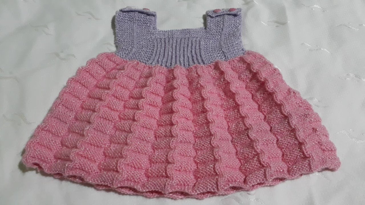 Vestido de Tricô Para Bebê de 0 a 6 Meses