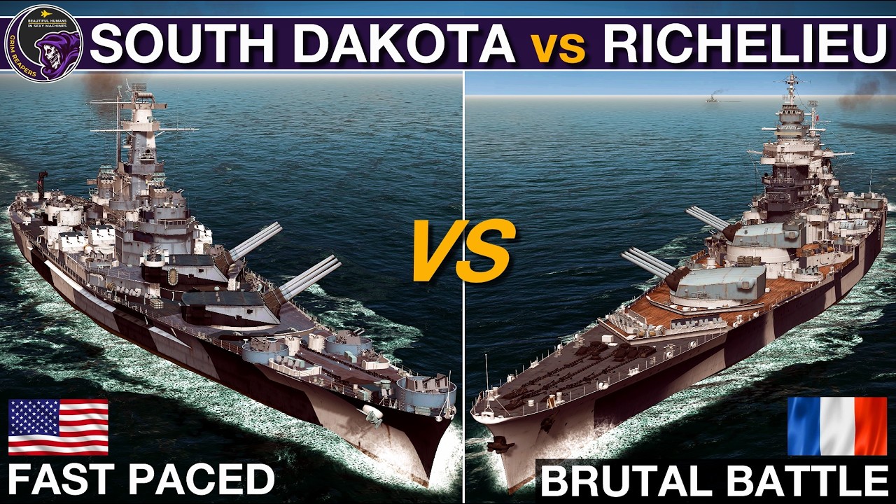 USS South Dakota vs Richelieu - Fast Battleship Showdown | War on the Sea Tournament Final