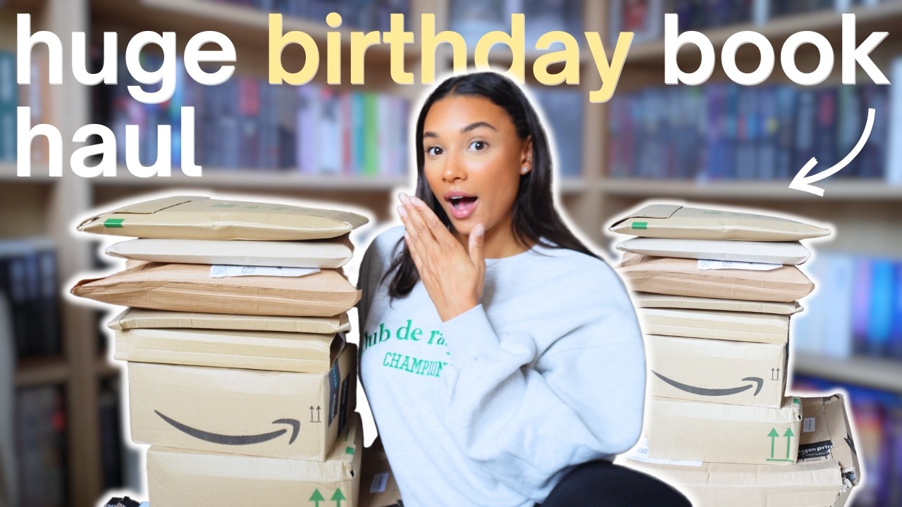 HUGE birthday book unboxing haul! 45+ new books! 📦🎁📖