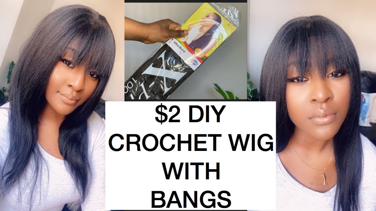 HOW TO MAKE A STRAIGHT CROCHET WIG WITH BANGS USING XPRESSION BRAIDING HAIR | HOW TO STYLE BANGS.