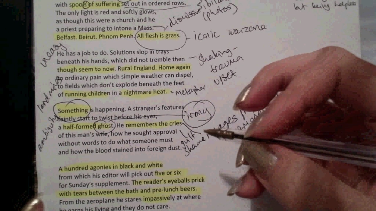 AQA Power & Conflict comparison: 'War Photographer' & 'Remains'