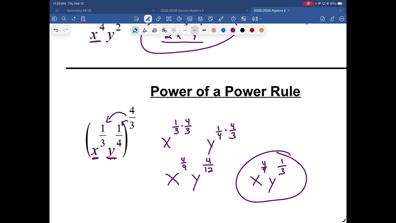 Fractional Exponents with Exponent Rules
