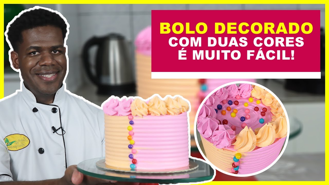 Bolo com 2 cores de chantilly Muito Fácil😍