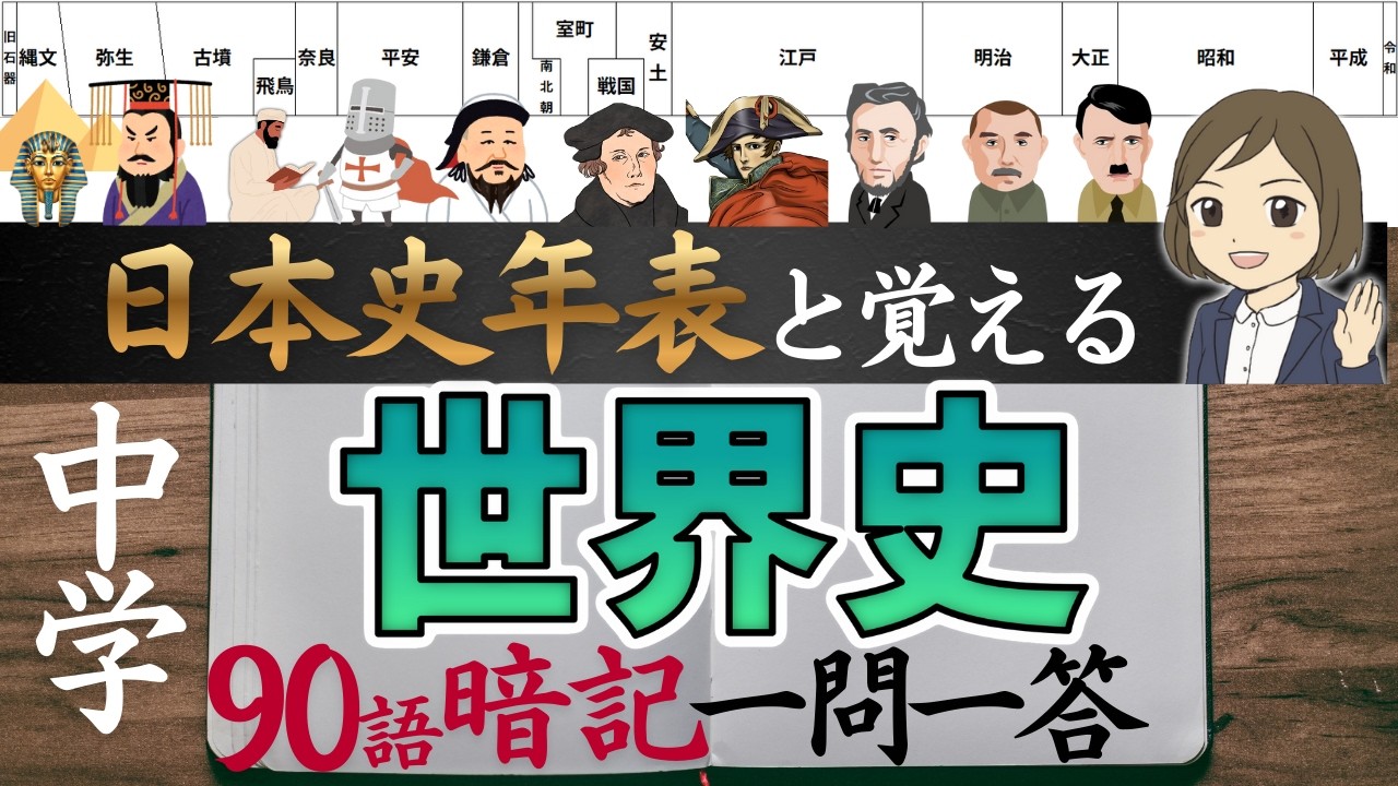 日本史と覚える世界史一問一答｜90語暗記｜中学歴史で出てくる重要用語90選！